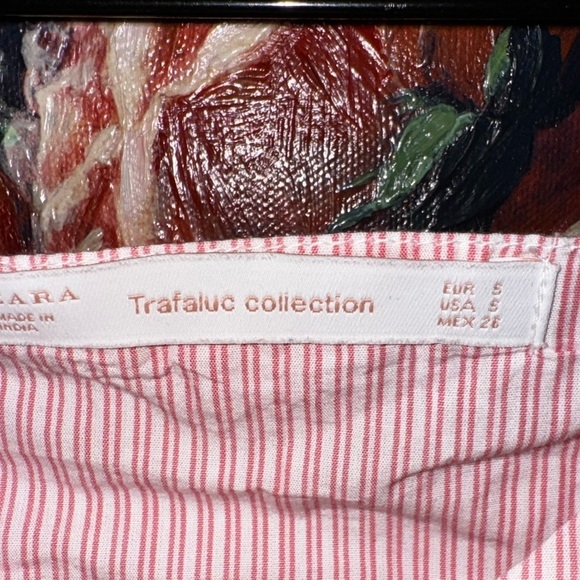 Zara Trafaluc Red Striped Floral Embroidered Summer Tank Top Size Small - Picture 3 of 4